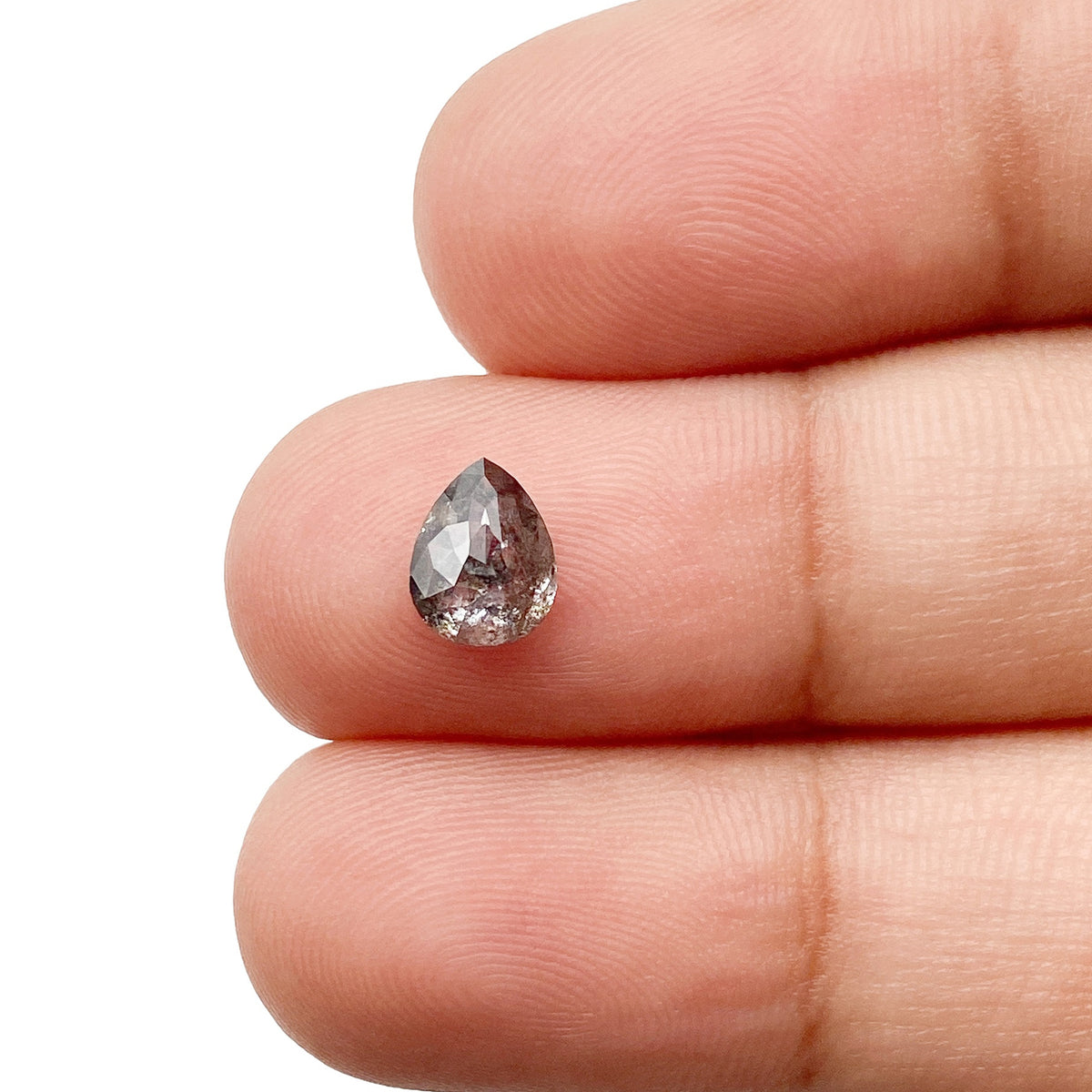 0.93ct | Salt & Pepper Pear Shape Rose Cut Diamond
