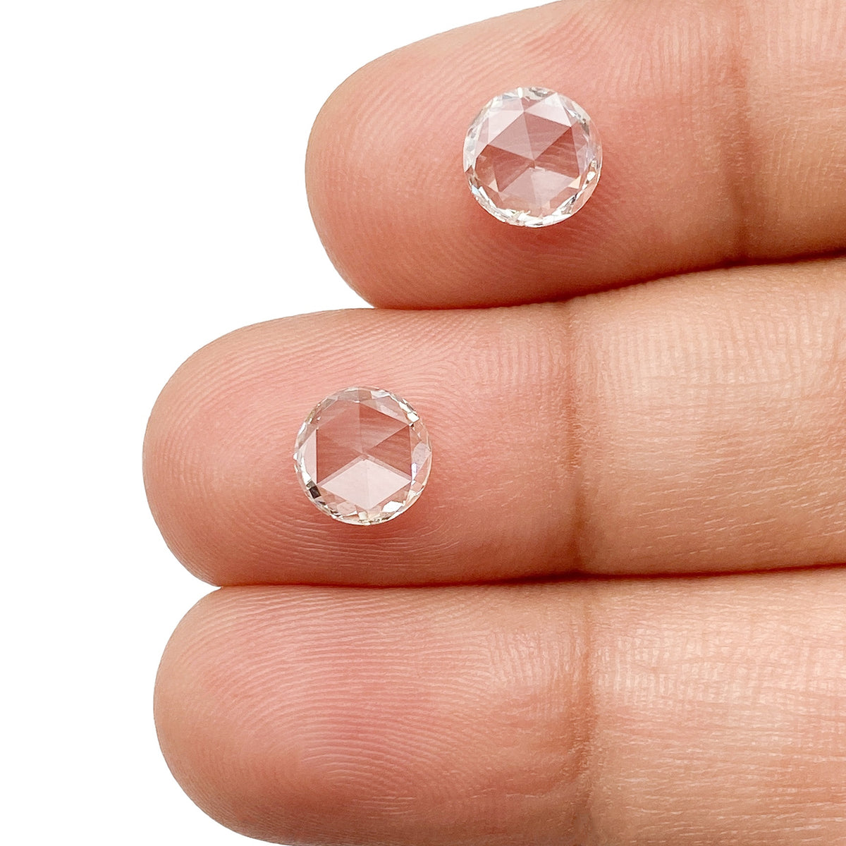 1.52cttw | G-H VS-SI Round Shape Rose Cut Diamond Matched Pair - Modern Rustic Diamond