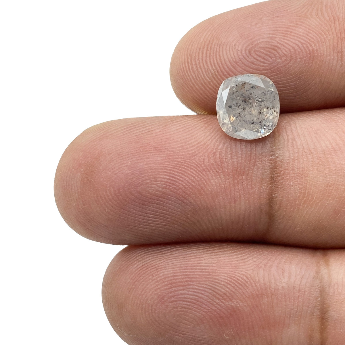 2.12ct | Salt & Pepper Cushion Shape Brilliant Cut Diamond - Modern Rustic Diamond