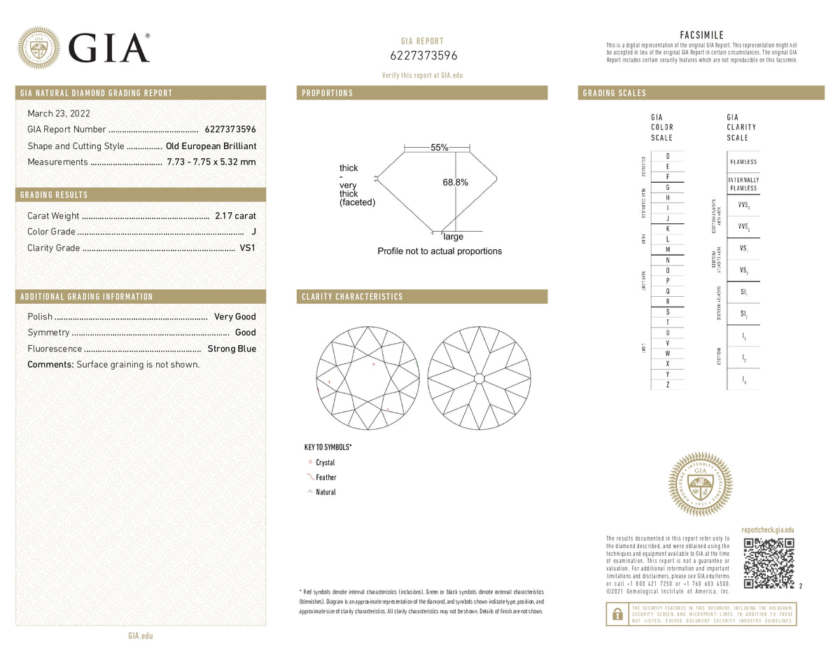 2.17ct | J/VS1 Round Shape Old European Cut Diamond (GIA) - Modern Rustic Diamond