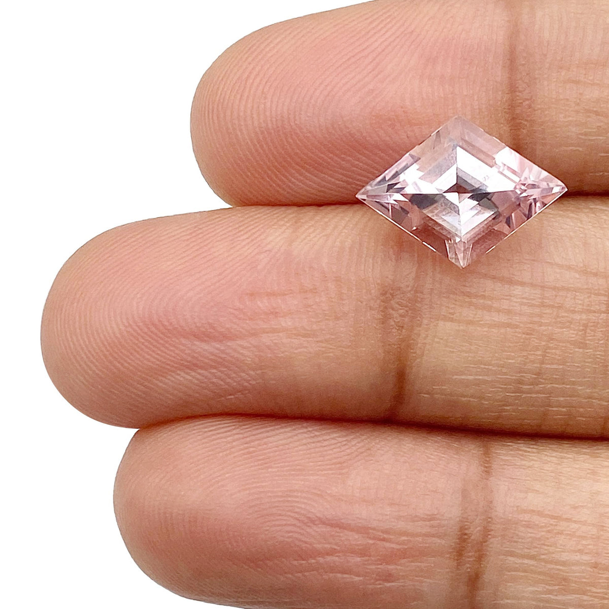 2.17ct |  Lozenge Shape Step Cut Morganite - Modern Rustic Diamond