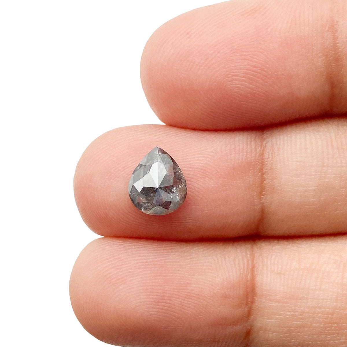 1.10ct | Salt & Pepper Pear Shape Rose Cut Diamond