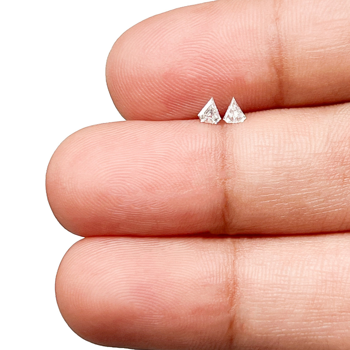 0.10cttw | E-F VVS Shield Shape Step Cut Diamond Matched Pair - Modern Rustic Diamond