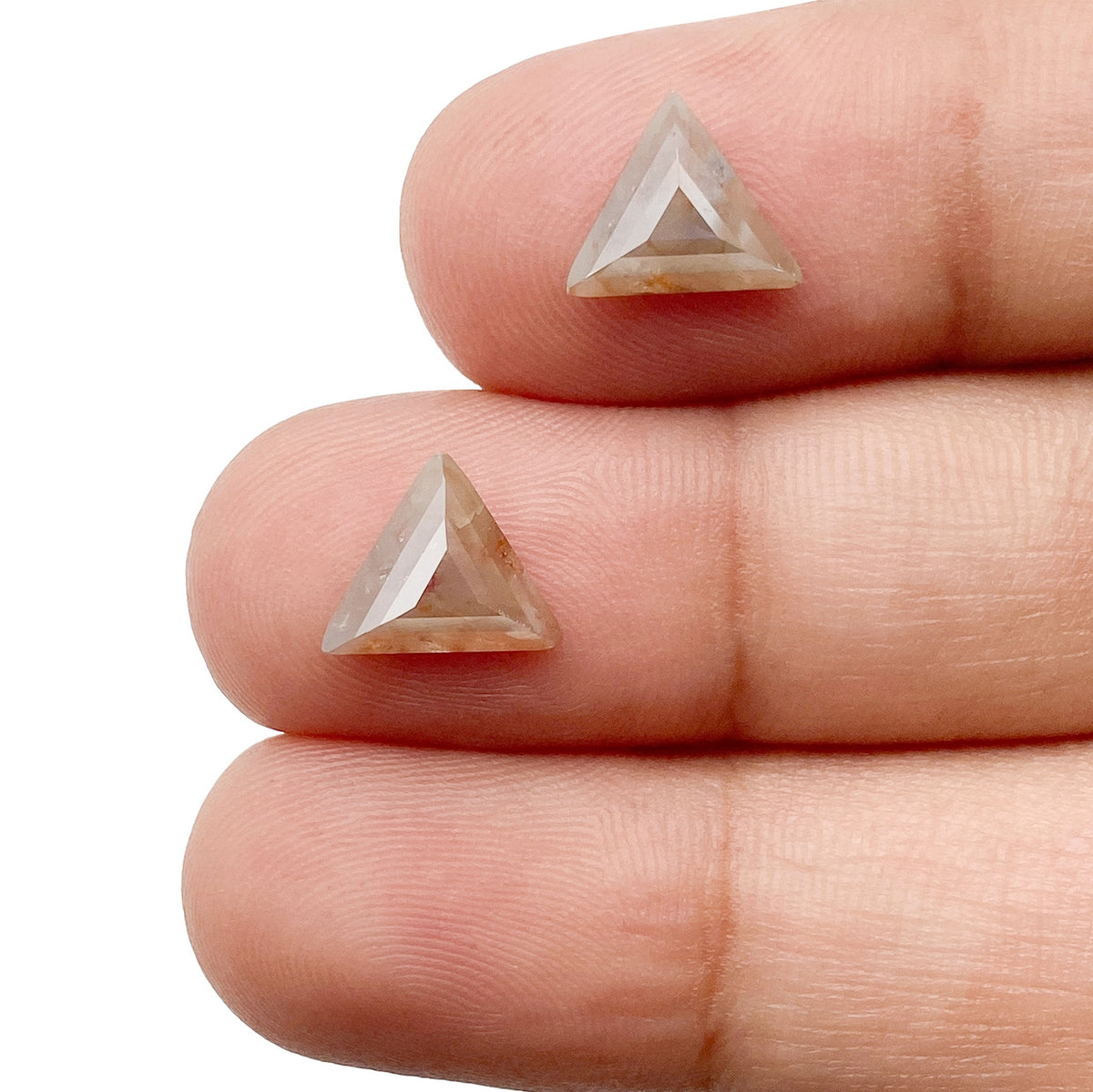 2.18cttw | Salt & Pepper Triangular Shape Rose Cut Diamond Matched Pair - Modern Rustic Diamond