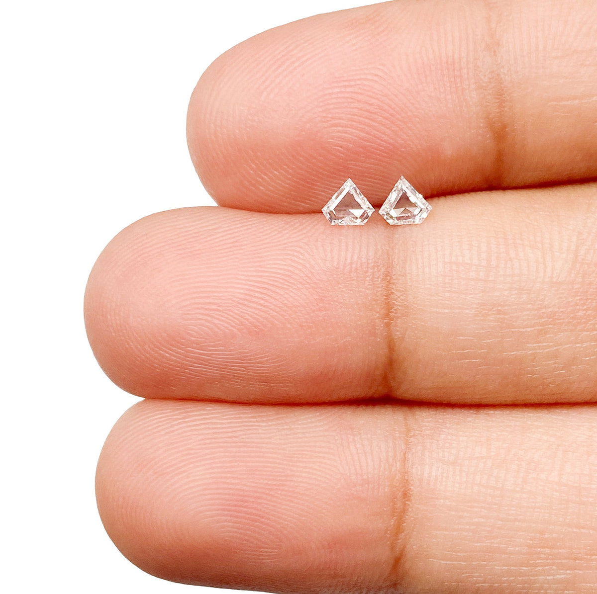 0.21cttw | E-F VVS Shield Shape Step Cut Diamond Matched Pair - Modern Rustic Diamond