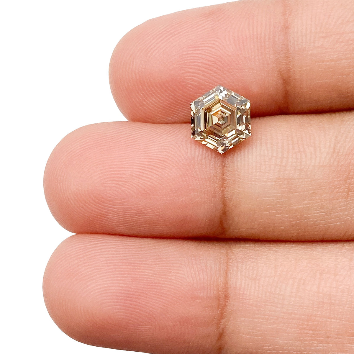 1.68ct | Champagne VS2 Hexagon Shape Step Cut Diamond (GIA) - Modern Rustic Diamond