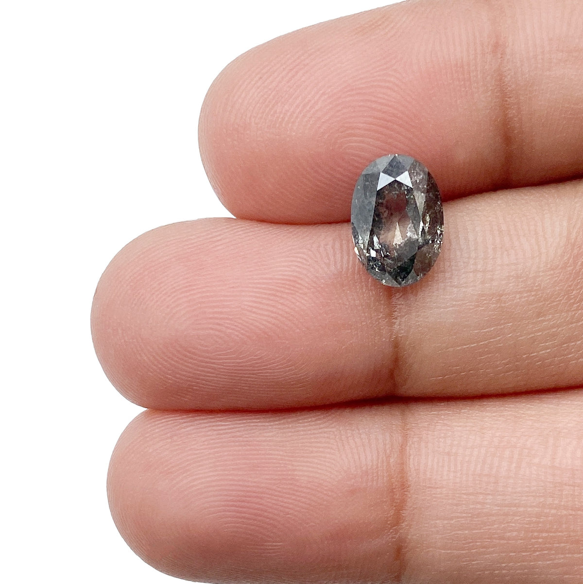 1.91ct | Salt & Pepper Oval Shape Rose Cut Diamond - Modern Rustic Diamond