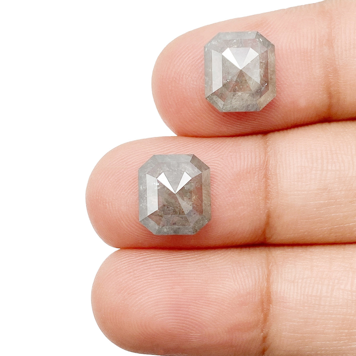 5.17cttw | Salt & Pepper Octagonal Shape Rose Cut Diamond Matched Pair