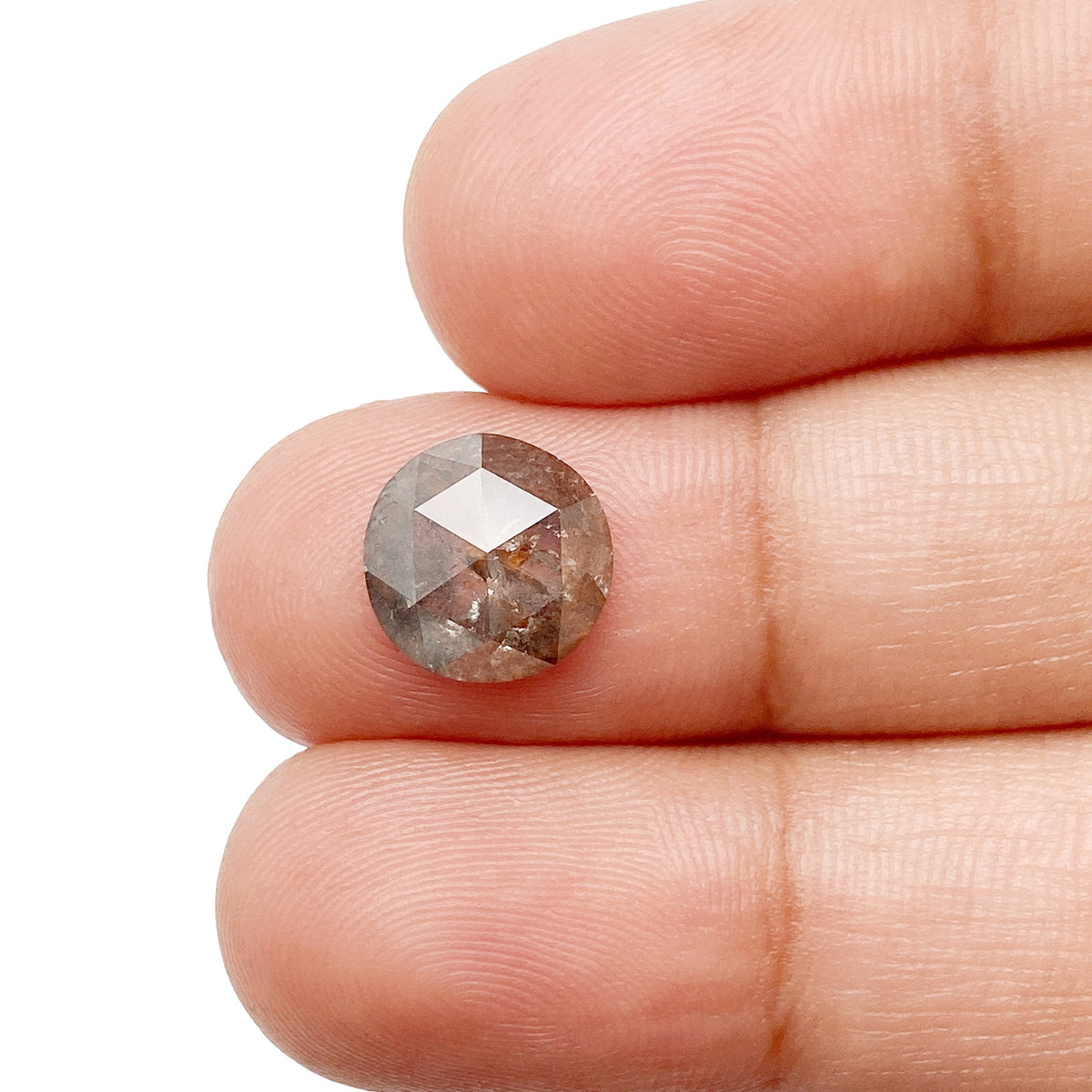 2.20ct | Salt & Pepper Round Shape Rose Cut Diamond - Modern Rustic Diamond