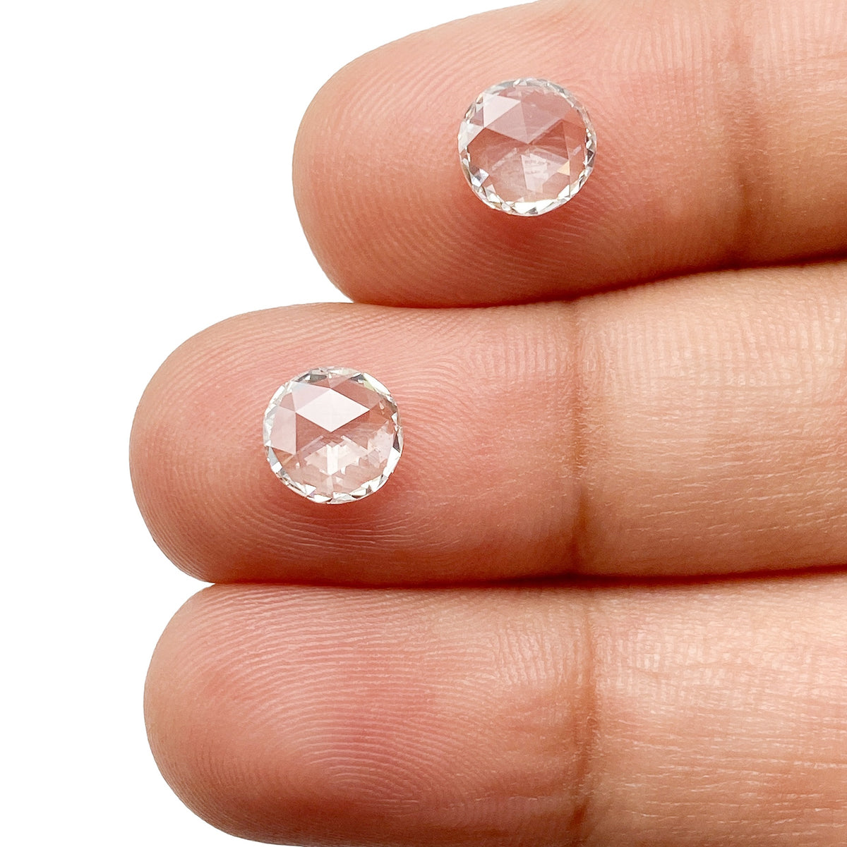 1.38cttw | G-H VVS Round Shape Rose Cut Diamond Matched Pair - Modern Rustic Diamond