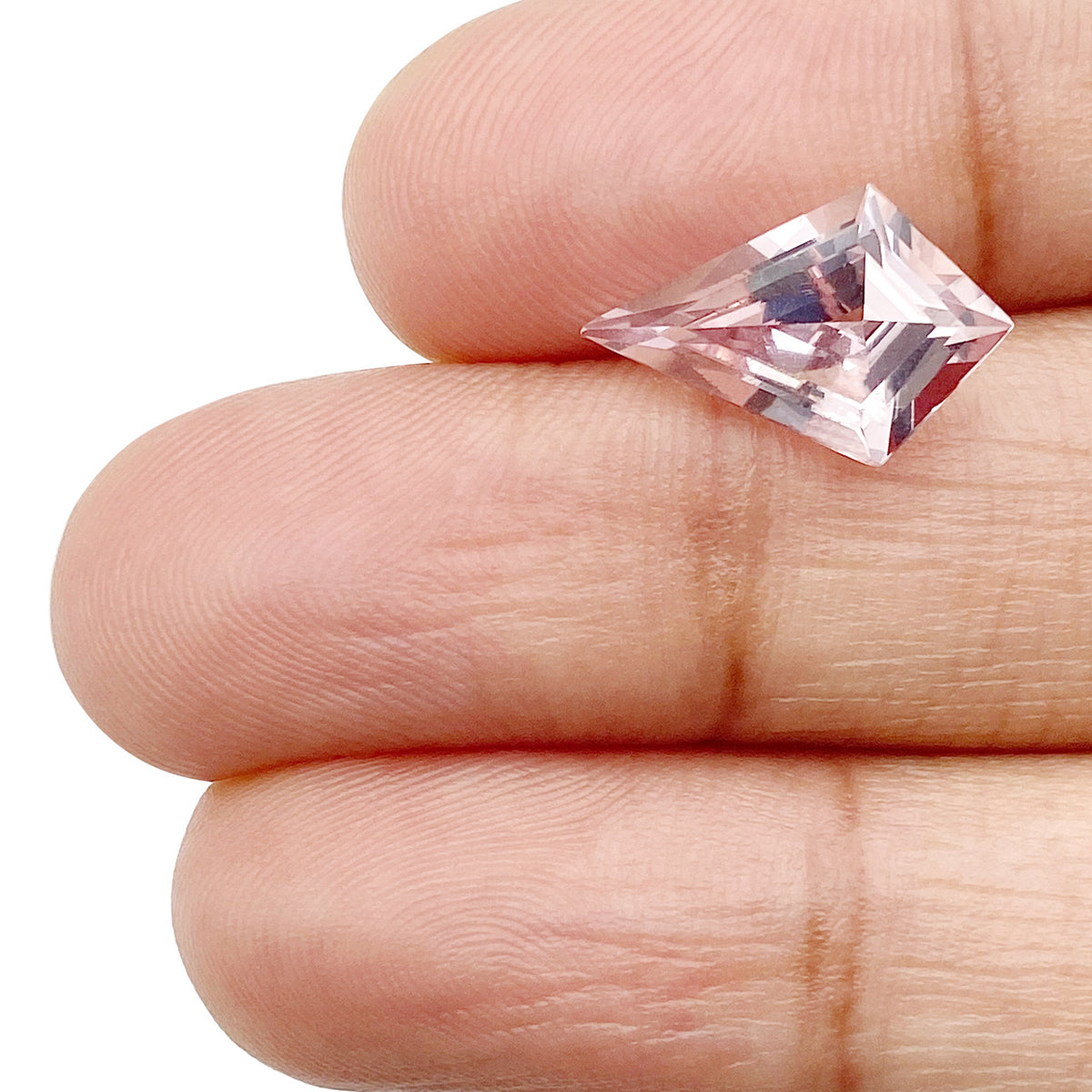 2.21ct |  Kite Shape Step Cut Morganite - Modern Rustic Diamond