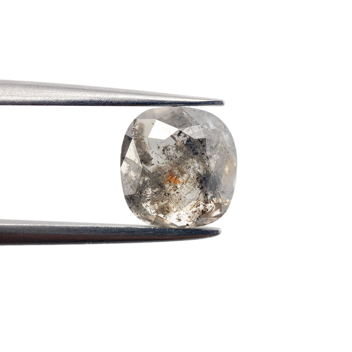2.21ct | Salt & Pepper Cushion Shape Rose Cut Diamond - Modern Rustic Diamond
