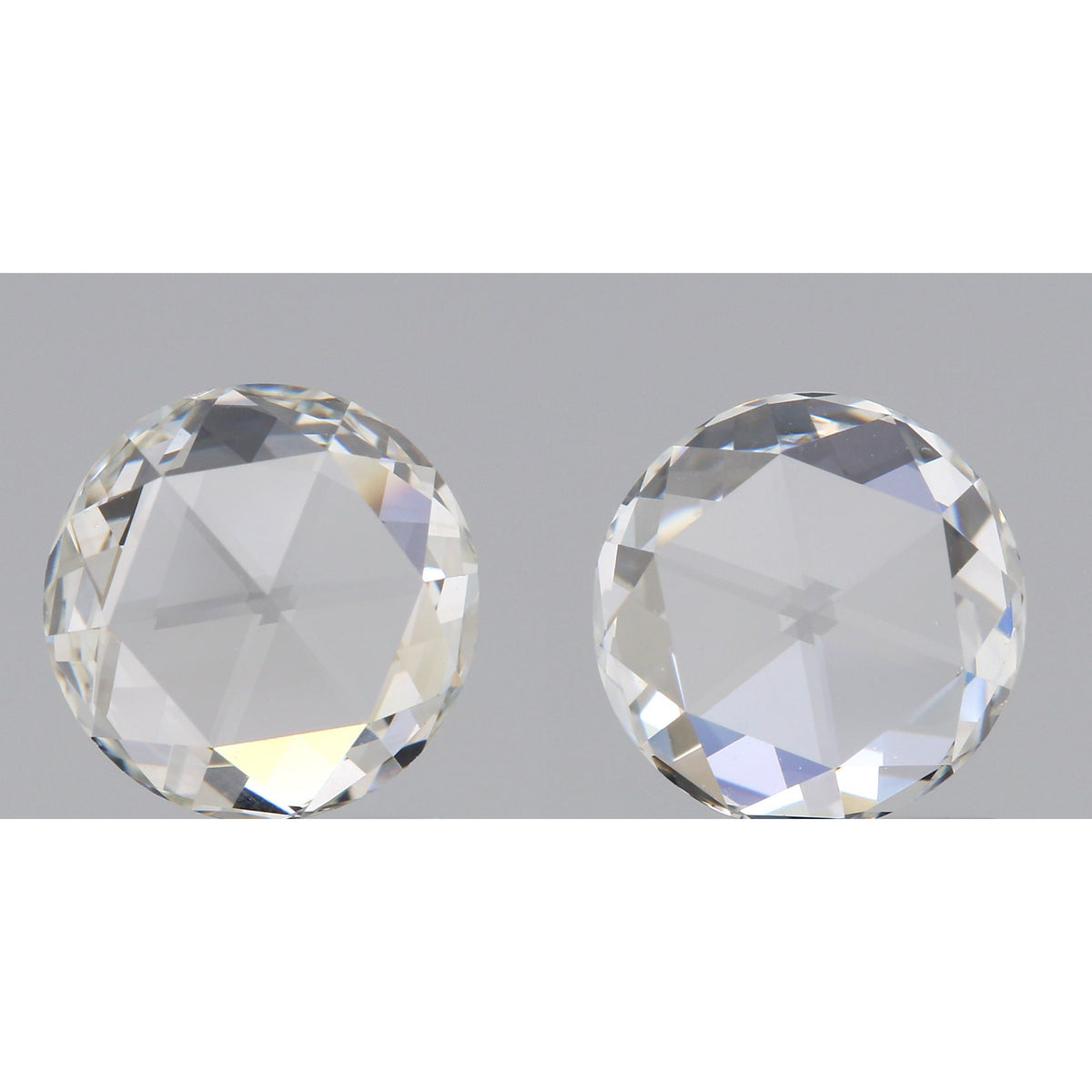 2.22cttw | G-H VVS1-VVS2 Round Shape Rose Cut Diamond Matched Pair - Modern Rustic Diamond