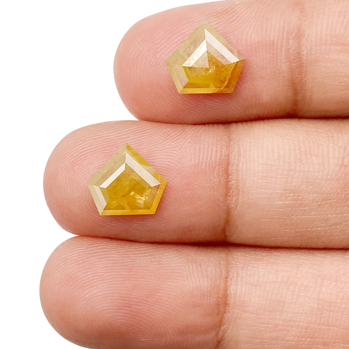 2.23cttw | Rustic  Shield Shape Rose Cut Diamond Matched Pair - Modern Rustic Diamond