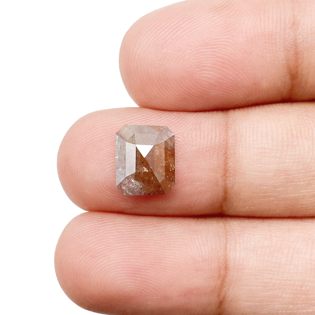1.82ct | Salt & Pepper Emerald Shape Rose Cut Diamond - Modern Rustic Diamond