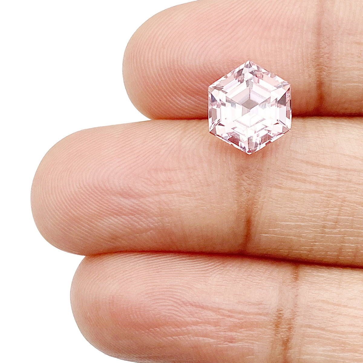 2.24ct |  Hexagon Shape Step Cut Morganite - Modern Rustic Diamond