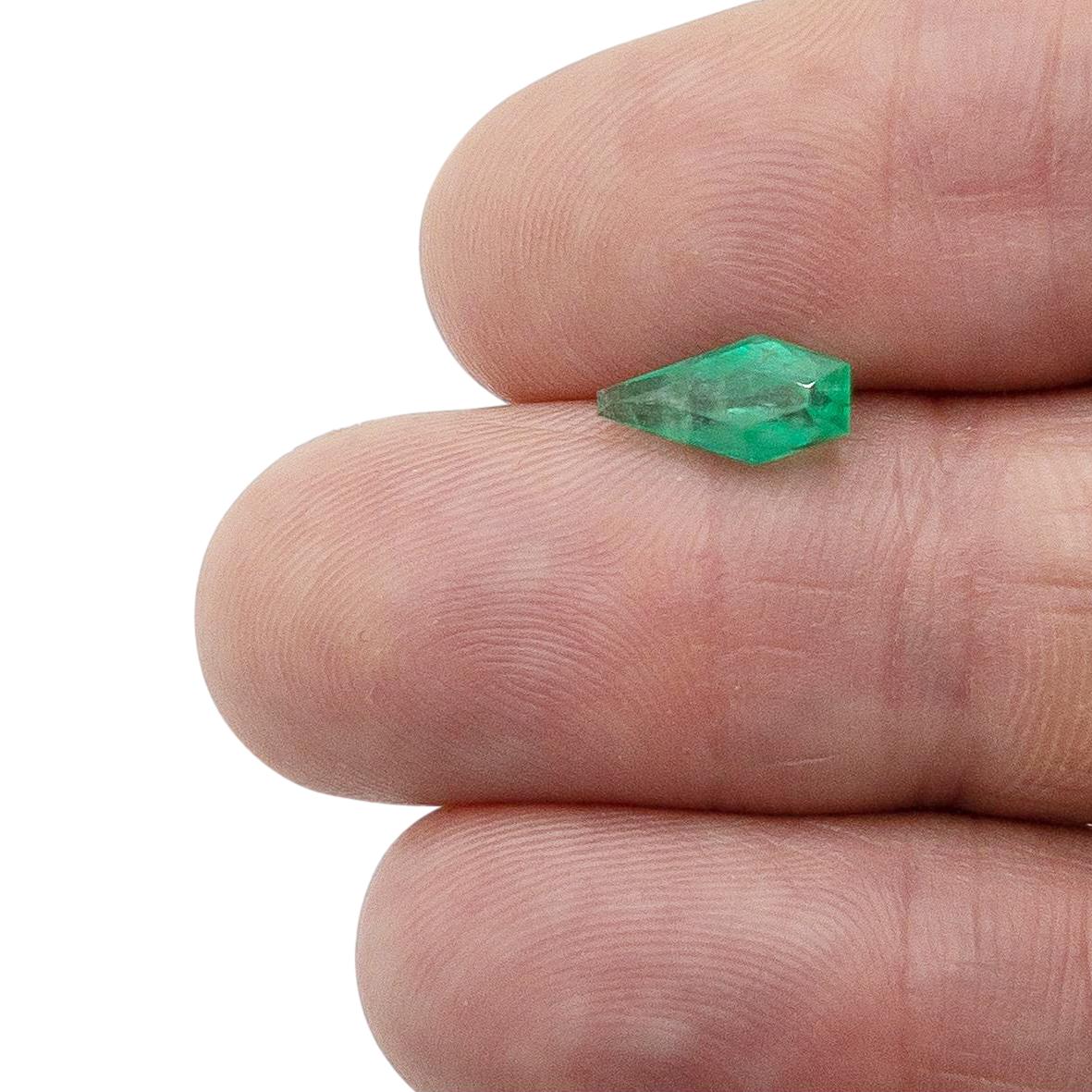 1.33ct | Step Cut Shield Shape Muzo Origin Emerald
