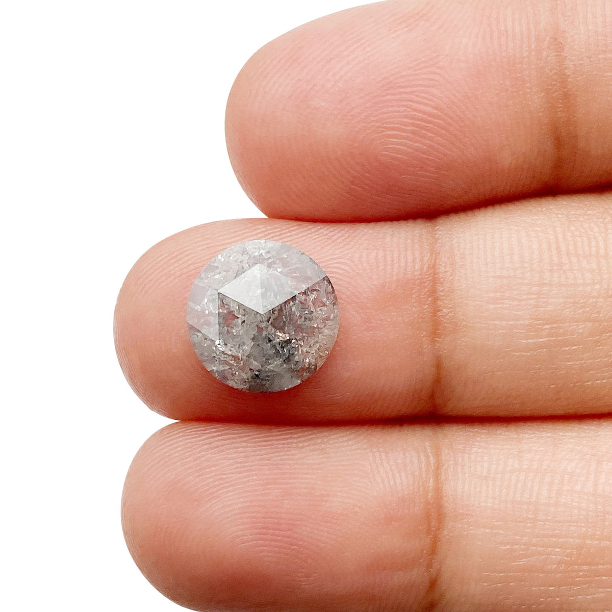2.27ct | Salt & Pepper Round Shape Rose Cut Diamond - Modern Rustic Diamond