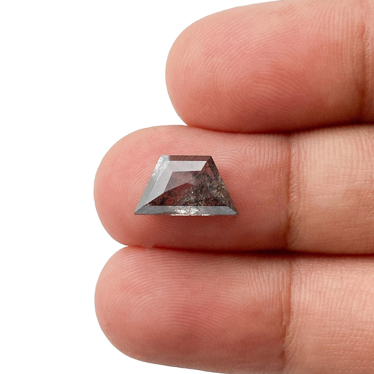 2.28ct | Salt & Pepper Trapezoid Shape Rose Cut Diamond - Modern Rustic Diamond
