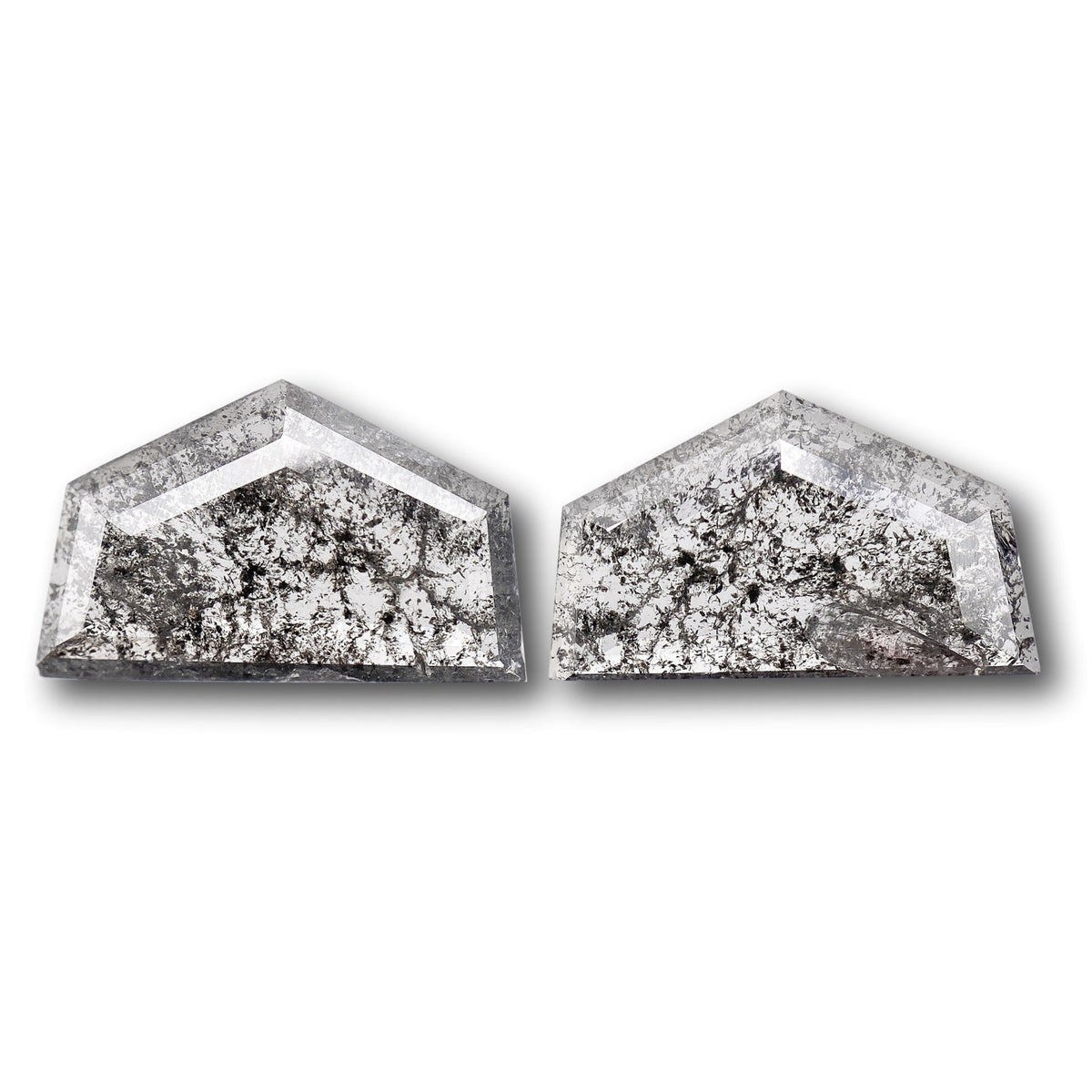 2.28cttw | Rustic Shield Shape Rose Cut Diamond Matched Pair - Modern Rustic Diamond