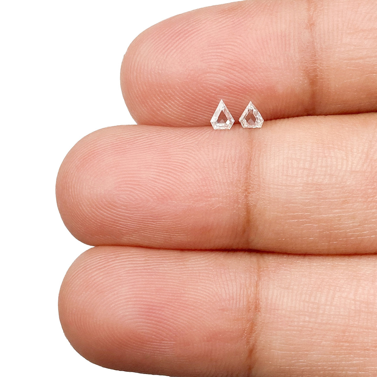 0.13cttw | E-F VVS Shield Shape Step Cut Diamond Matched Pair - Modern Rustic Diamond