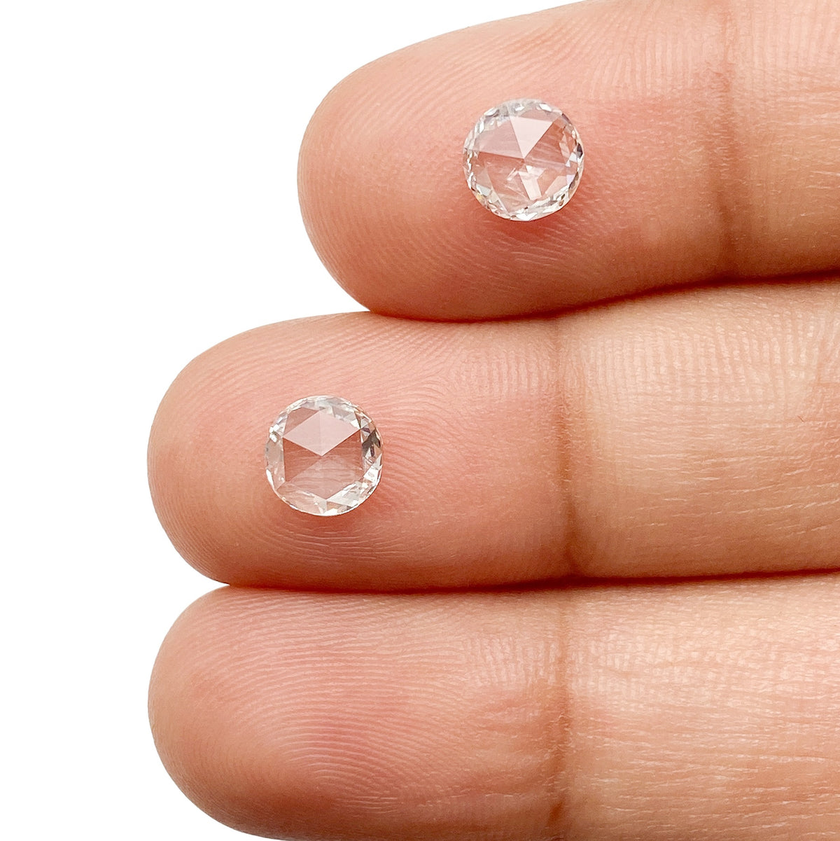 0.92cttw | G-H SI Round Shape Rose Cut Diamond Matched Pair - Modern Rustic Diamond