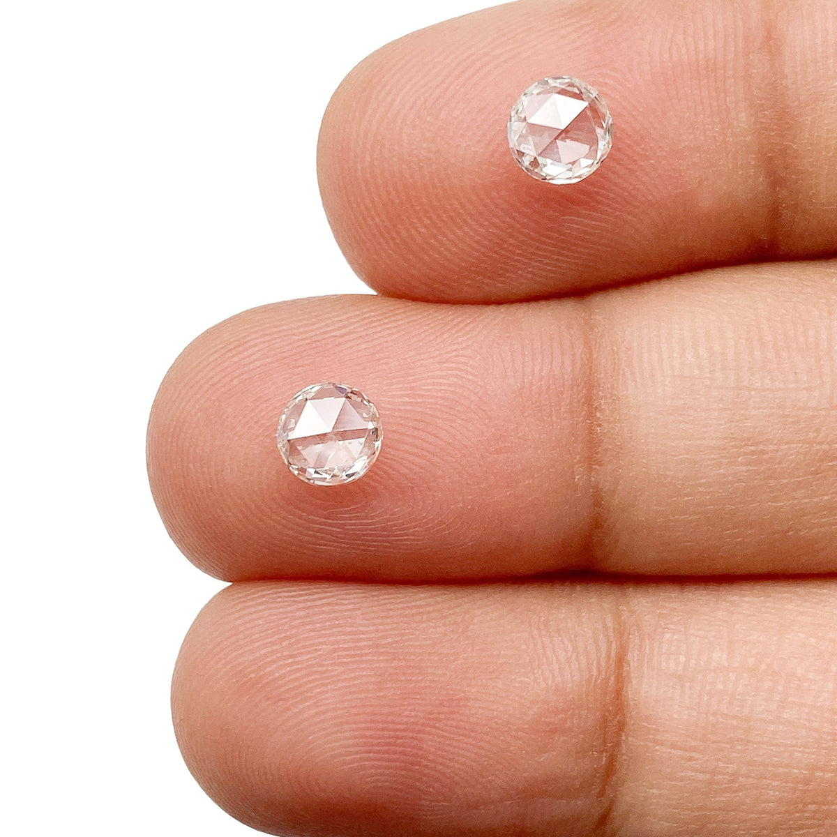 0.82cttw | G-H VS Round Shape Rose Cut Diamond Matched Pair - Modern Rustic Diamond