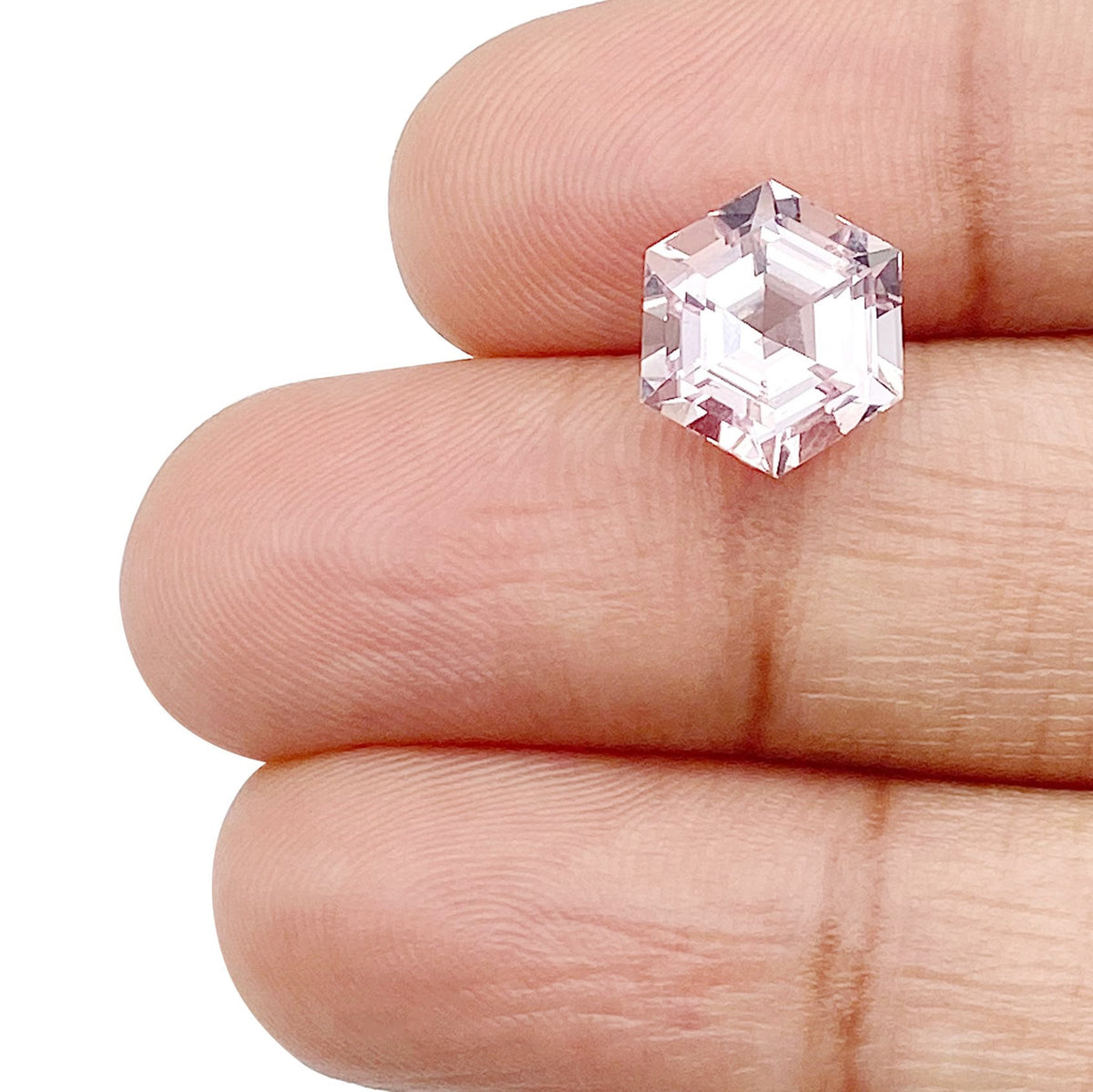 2.30ct |  Hexagon Shape Step Cut Morganite - Modern Rustic Diamond