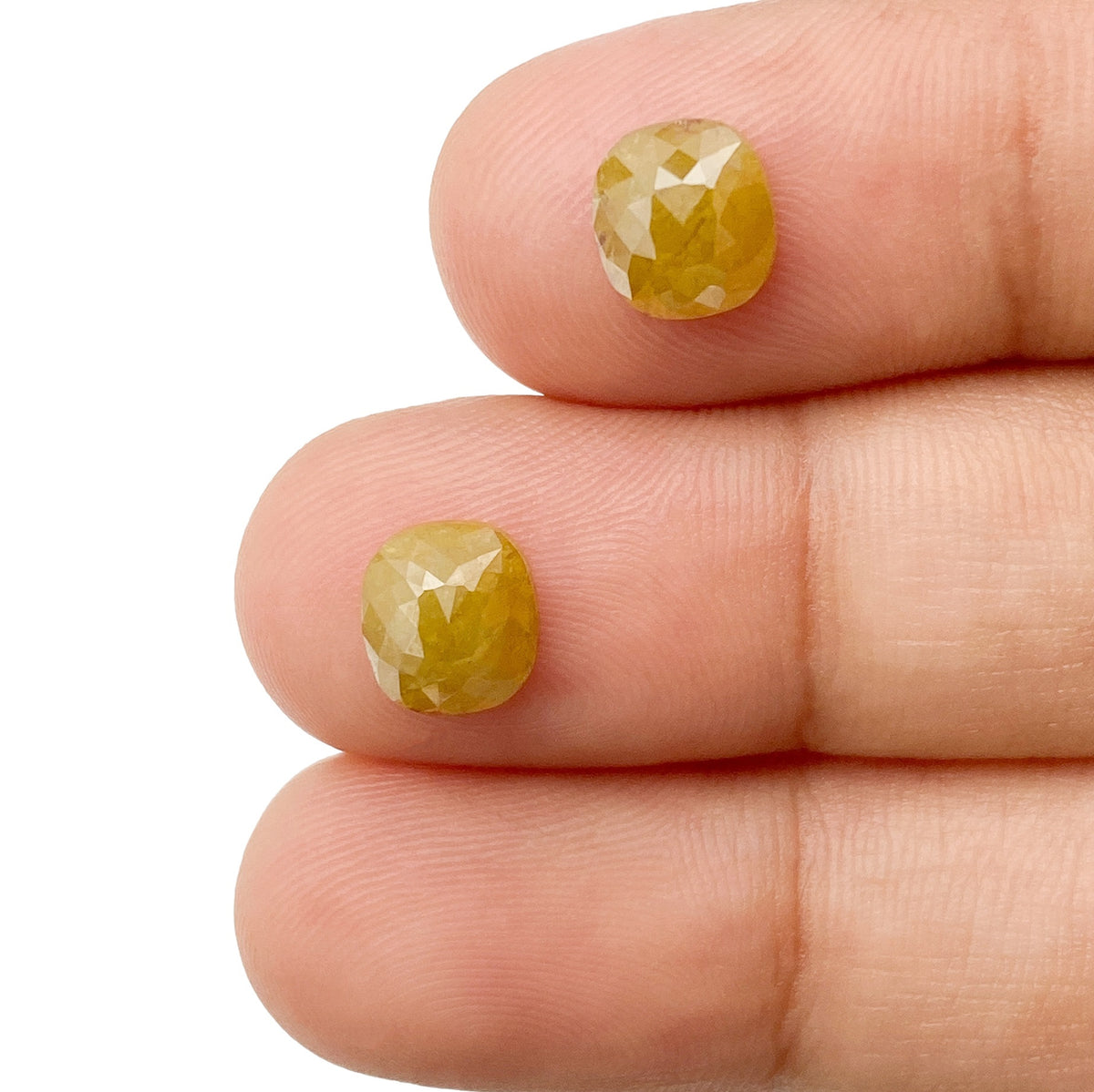 2.31cttw | Rustic  Cushion Shape Rose Cut Diamond Matched Pair - Modern Rustic Diamond