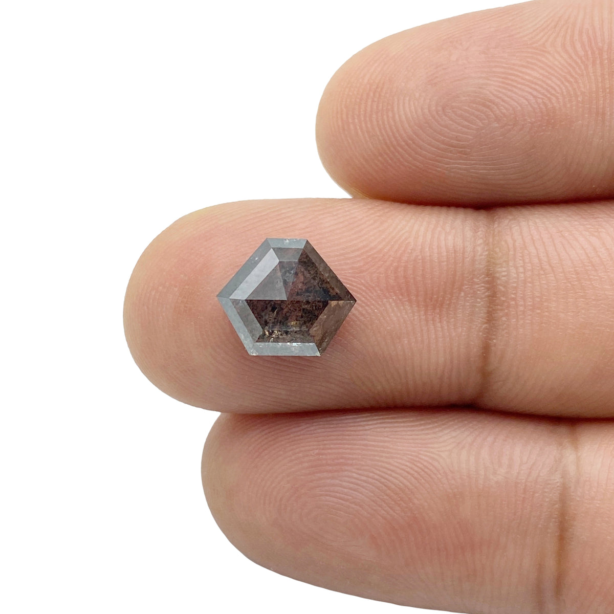 2.33ct | Salt & Pepper Shield Shape Rose Cut Diamond - Modern Rustic Diamond