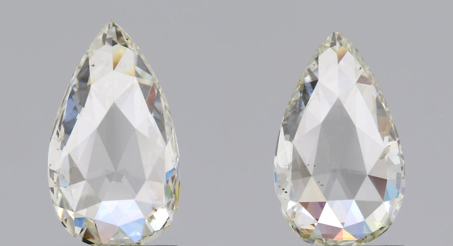 2.33cttw | K VS2 Pear Shape Rose Cut Diamond Matched Pair - Modern Rustic Diamond