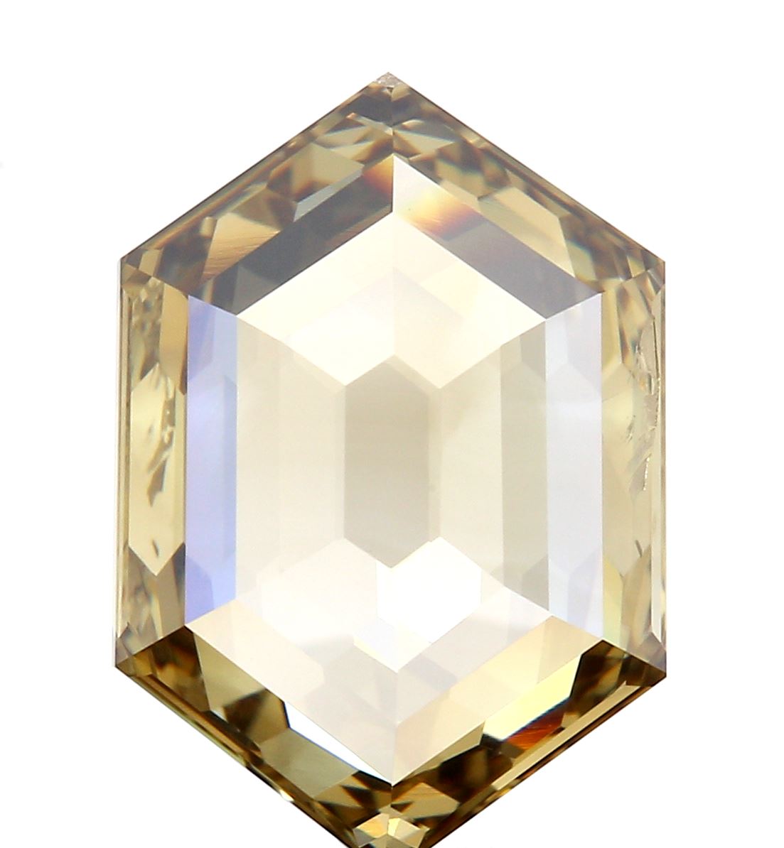 3.13ct | Champagne VS-SI Hexagon Shape Step Cut Diamond - Modern Rustic Diamond