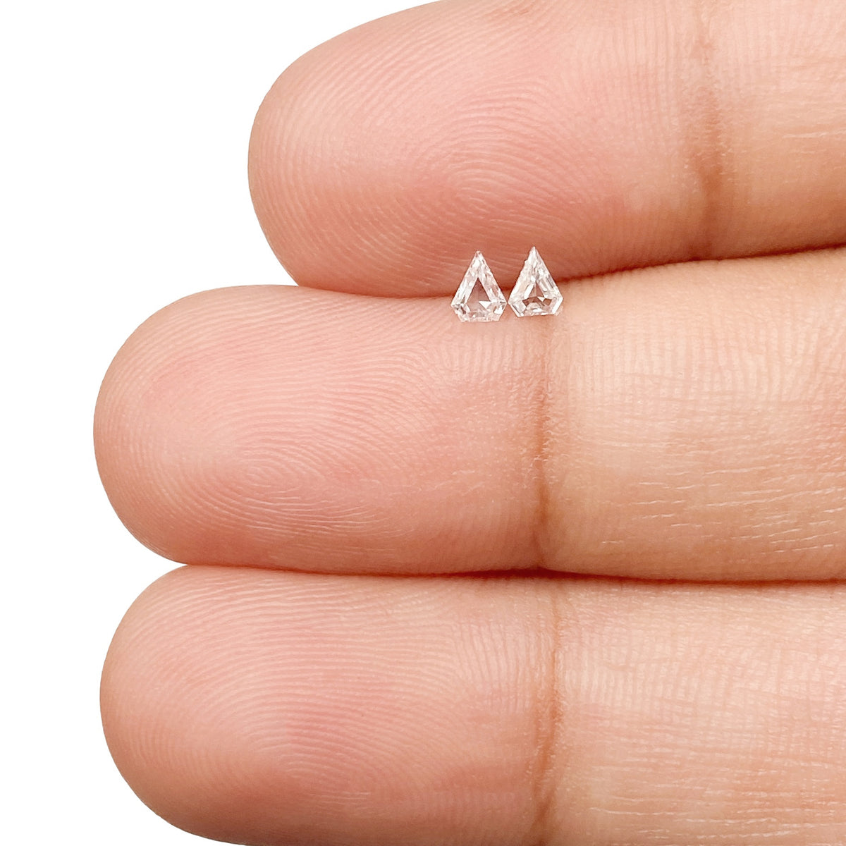 0.12cttw | G-H SI Shield Shape Step Cut Diamond Matched Pair - Modern Rustic Diamond