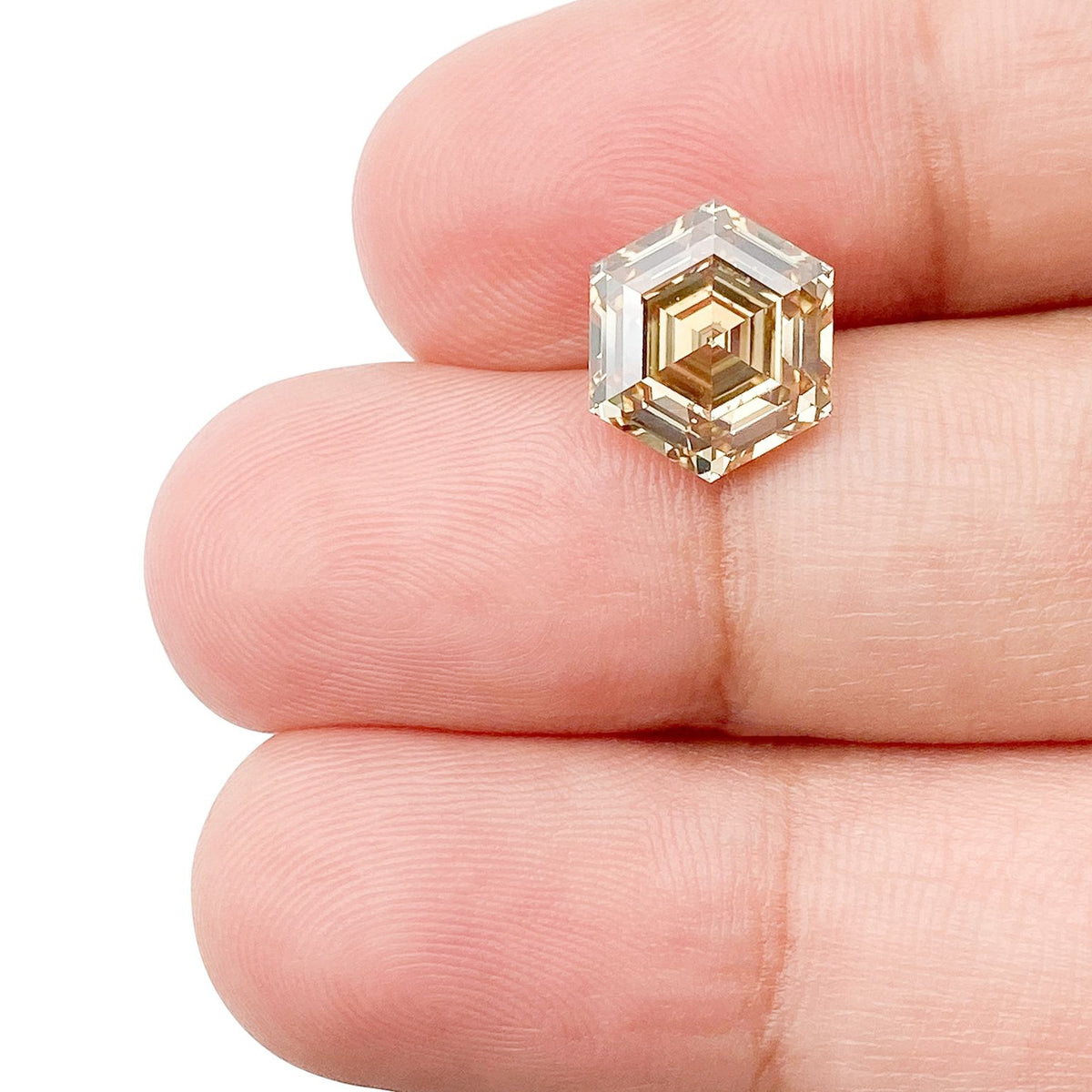 3.26ct | Champagne SI1 Hexagon Shape Step Cut Diamond (GIA) - Modern Rustic Diamond
