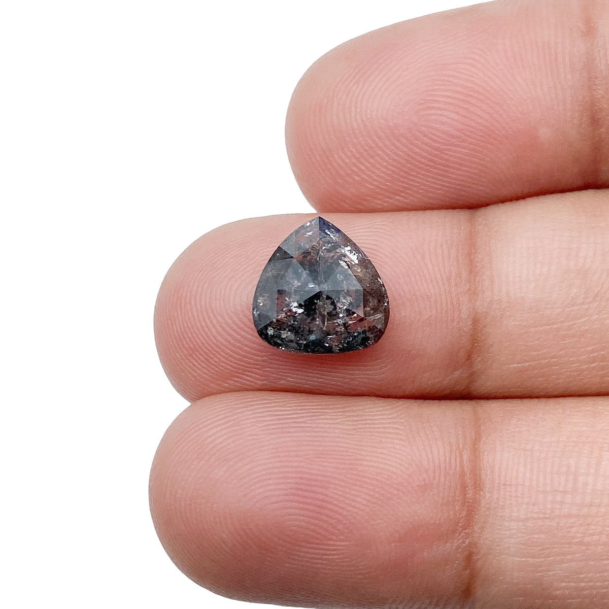 2.38ct | Salt & Pepper Pear Shape Rose Cut Diamond - Modern Rustic Diamond