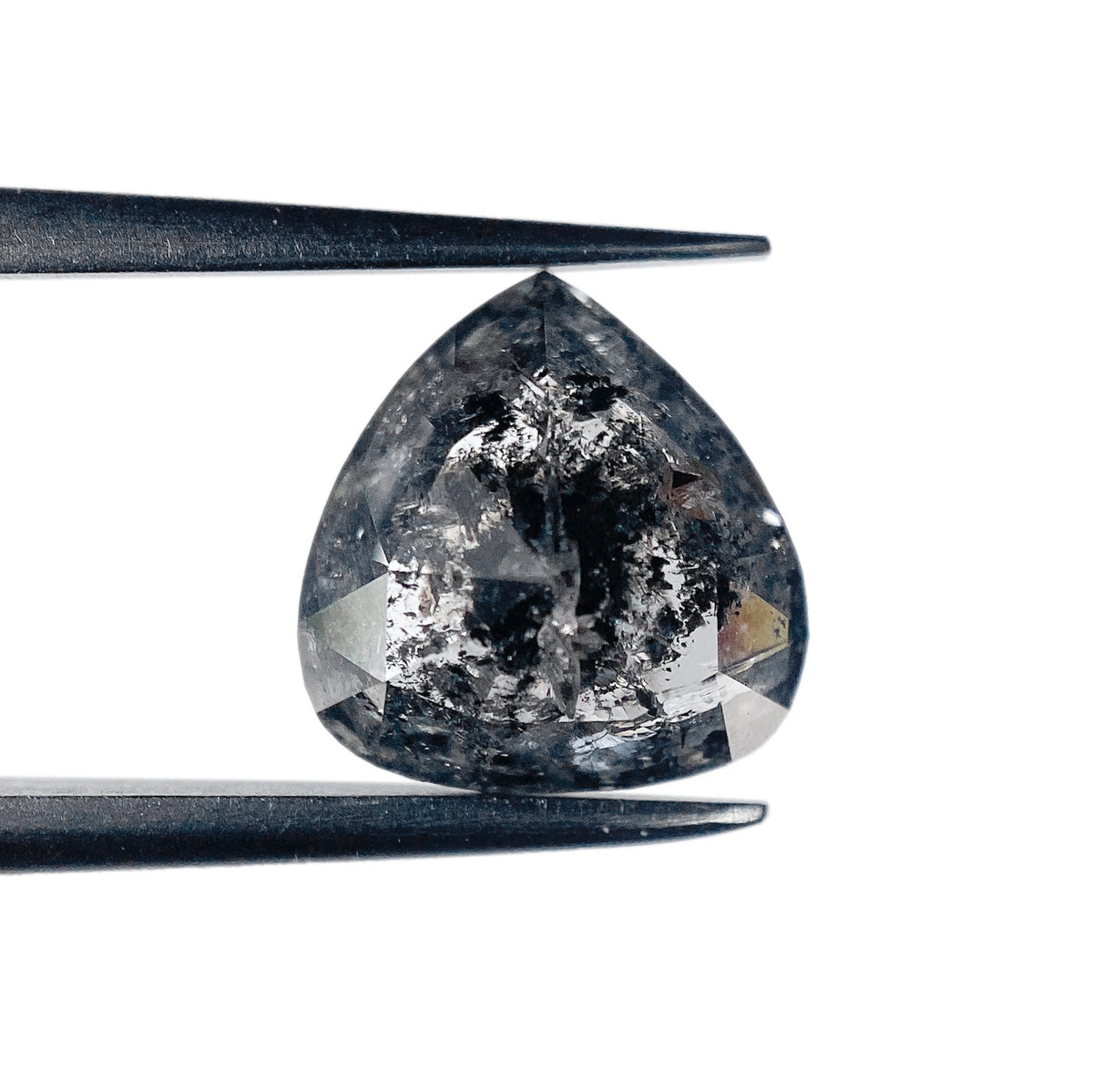 2.38ct | Salt & Pepper Pear Shape Rose Cut Diamond - Modern Rustic Diamond