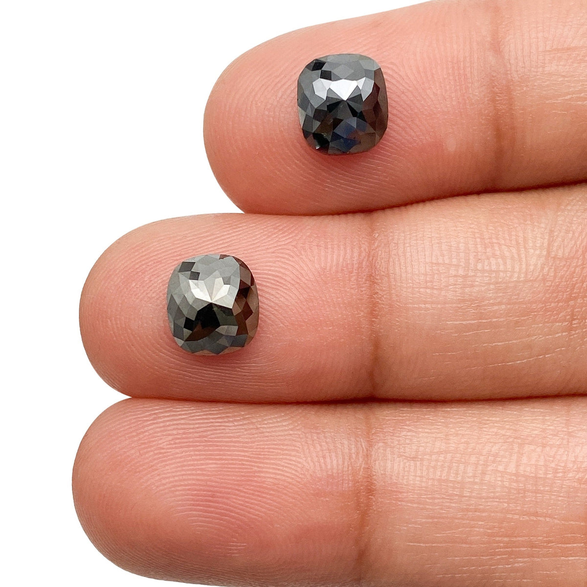2.38cttw | Black Cushion Shape Rose Cut Diamond Matched Pair-Modern Rustic Diamond