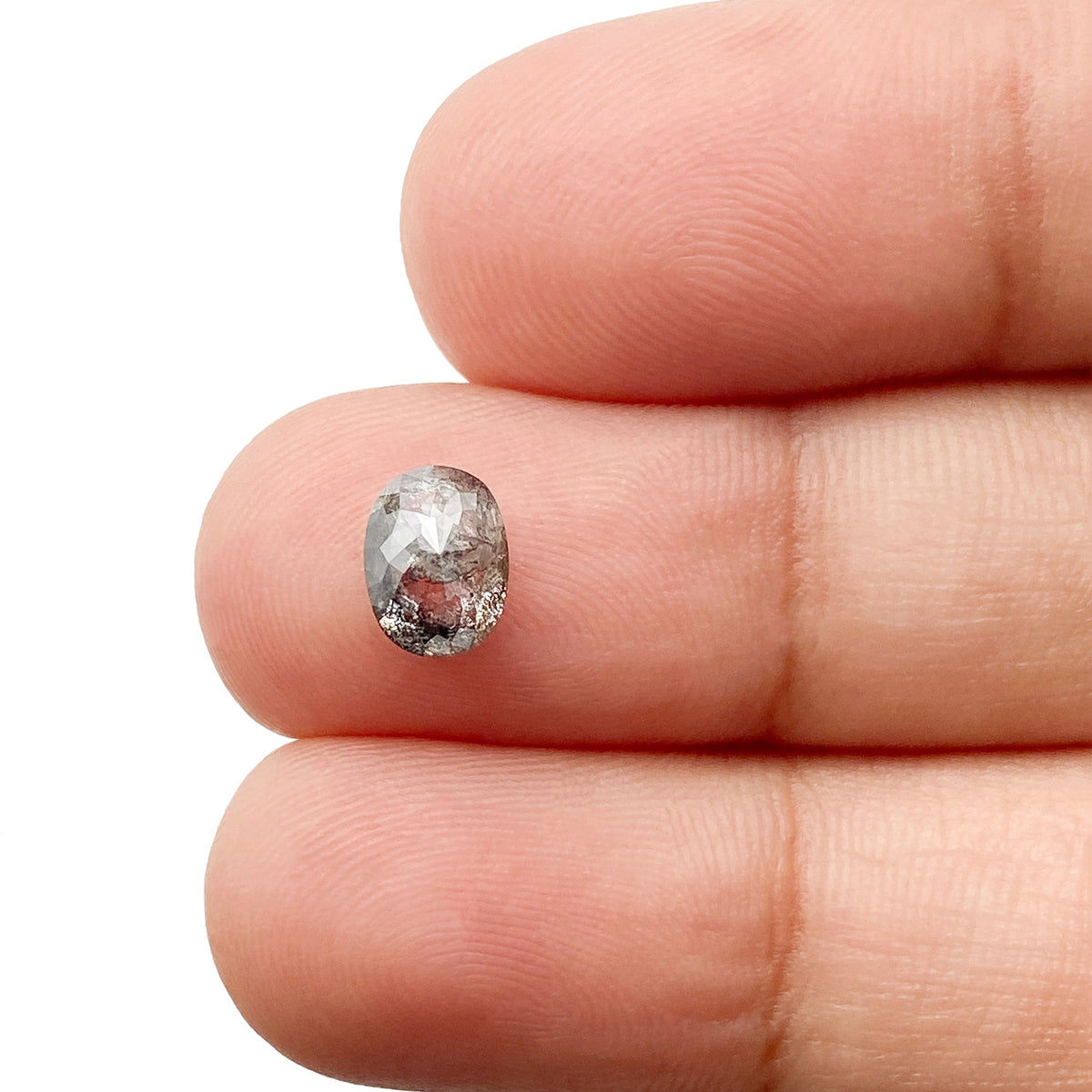 1.02ct | Salt & Pepper Oval Shape Rose Cut Diamond