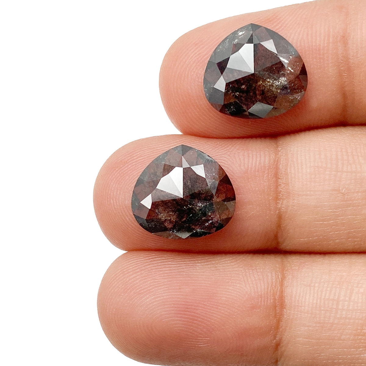 5.60cttw | Salt & Pepper Pear Shape Rose Cut Diamond Matched Pair