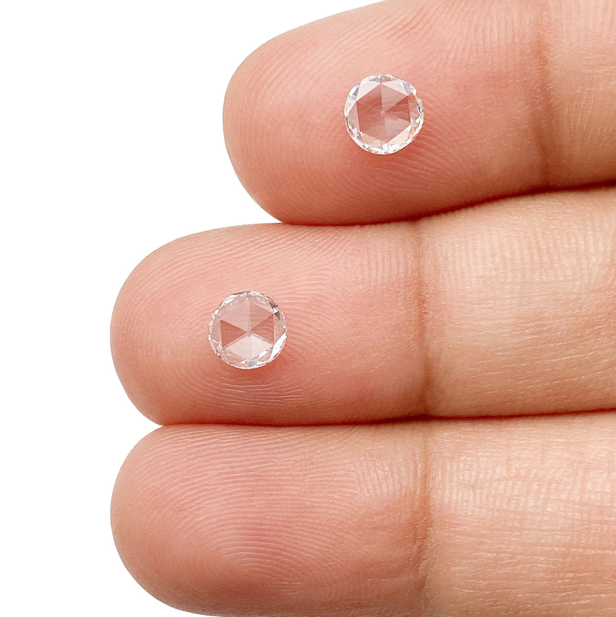 0.73cttw | F-G VS-SI Round Shape Rose Cut Diamond Matched Pair - Modern Rustic Diamond