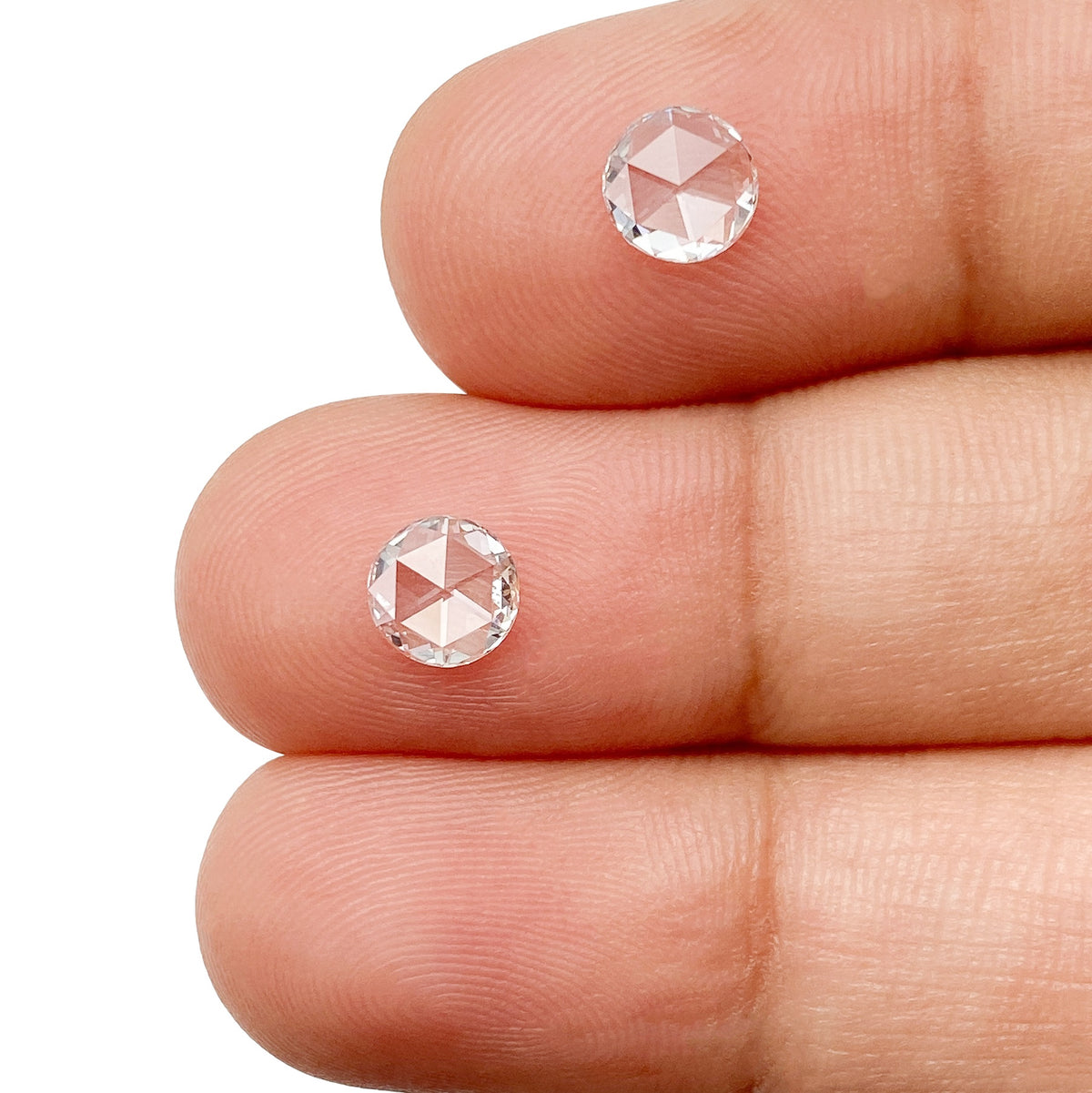 0.69cttw | F-G VVS Round Shape Rose Cut Diamond Matched Pair - Modern Rustic Diamond