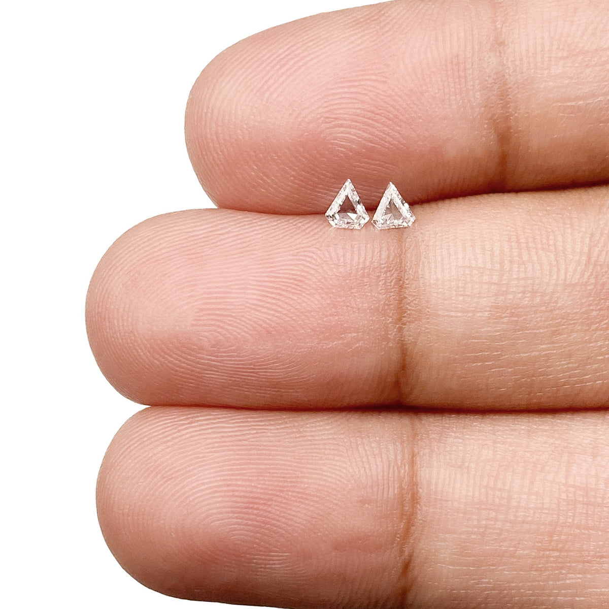 0.13cttw | E-F SI Shield Shape Step Cut Diamond Matched Pair - Modern Rustic Diamond
