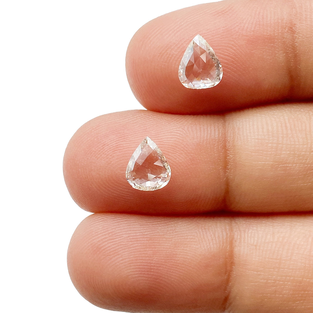 1.15cttw | L-M SI Pear Shape Rose Cut Diamond Matched Pair - Modern Rustic Diamond