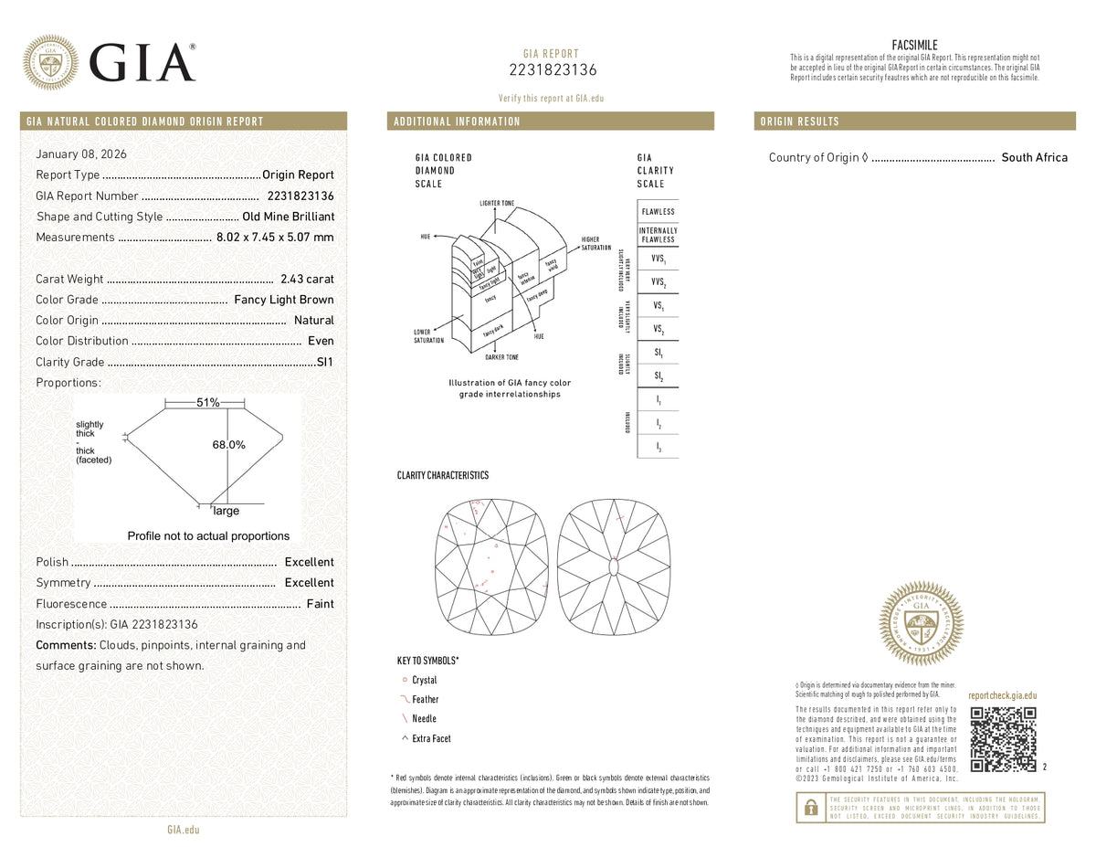 2.43ct | Fancy Light Brown SI1 Cushion Shape Old Mine Cut Diamond (GIA) - Modern Rustic Diamond