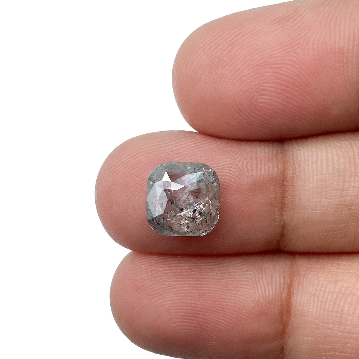 2.43ct | Salt & Pepper Cushion Shape Rose Cut Diamond - Modern Rustic Diamond