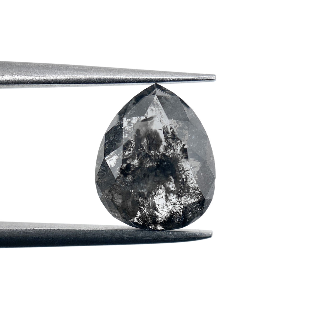 2.44ct | Salt & Pepper Pear Shape Rose Cut Diamond - Modern Rustic Diamond