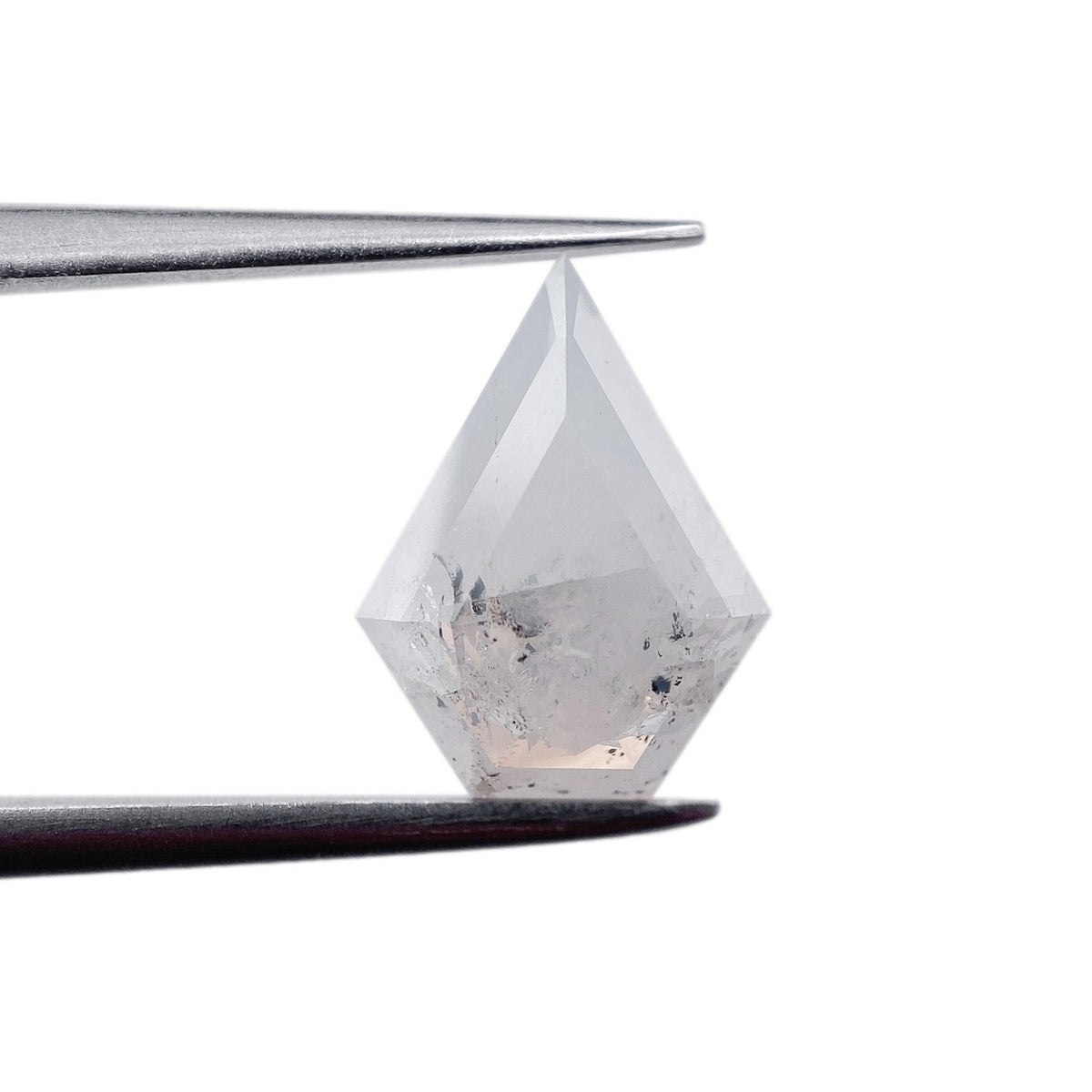 2.45ct | Salt & Pepper Shield Shape Rose Cut Diamond - Modern Rustic Diamond