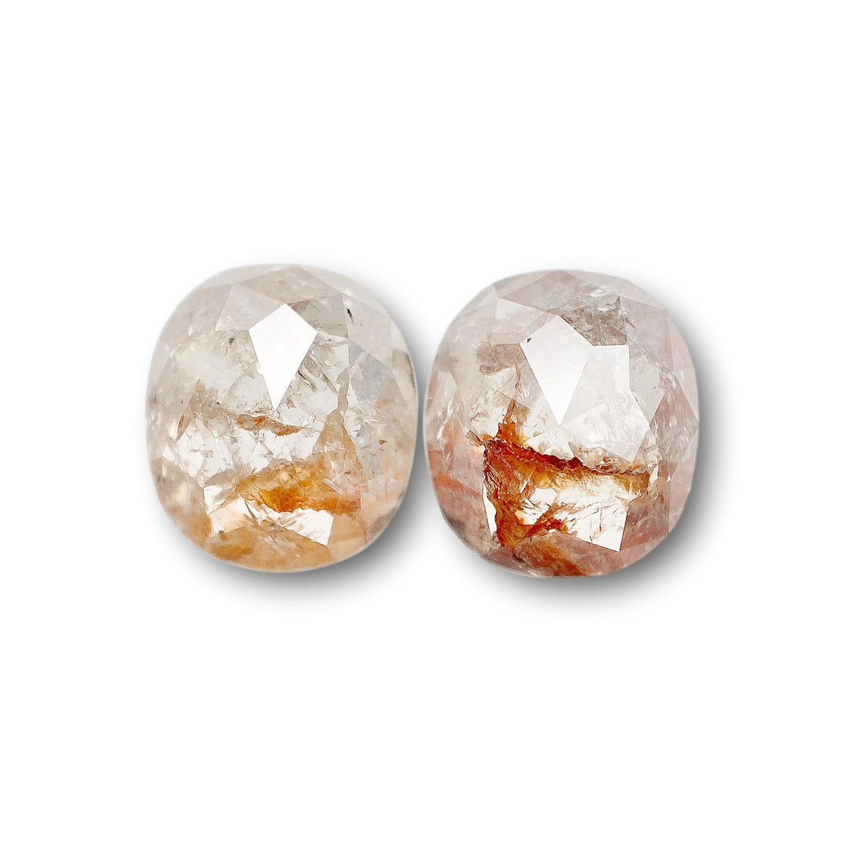 2.46cttw | Rustic Cushion Shape Rose Cut Diamond Matched Pair - Modern Rustic Diamond