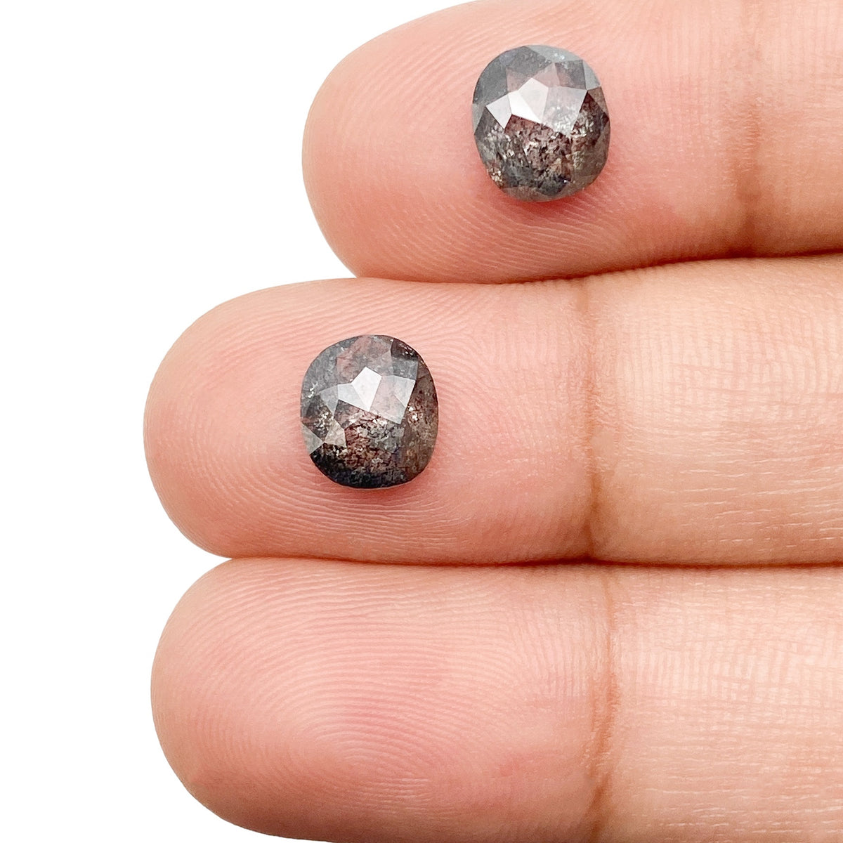 2.48cttw | Rustic Cushion Shape Rose Cut Diamond Matched Pair - Modern Rustic Diamond
