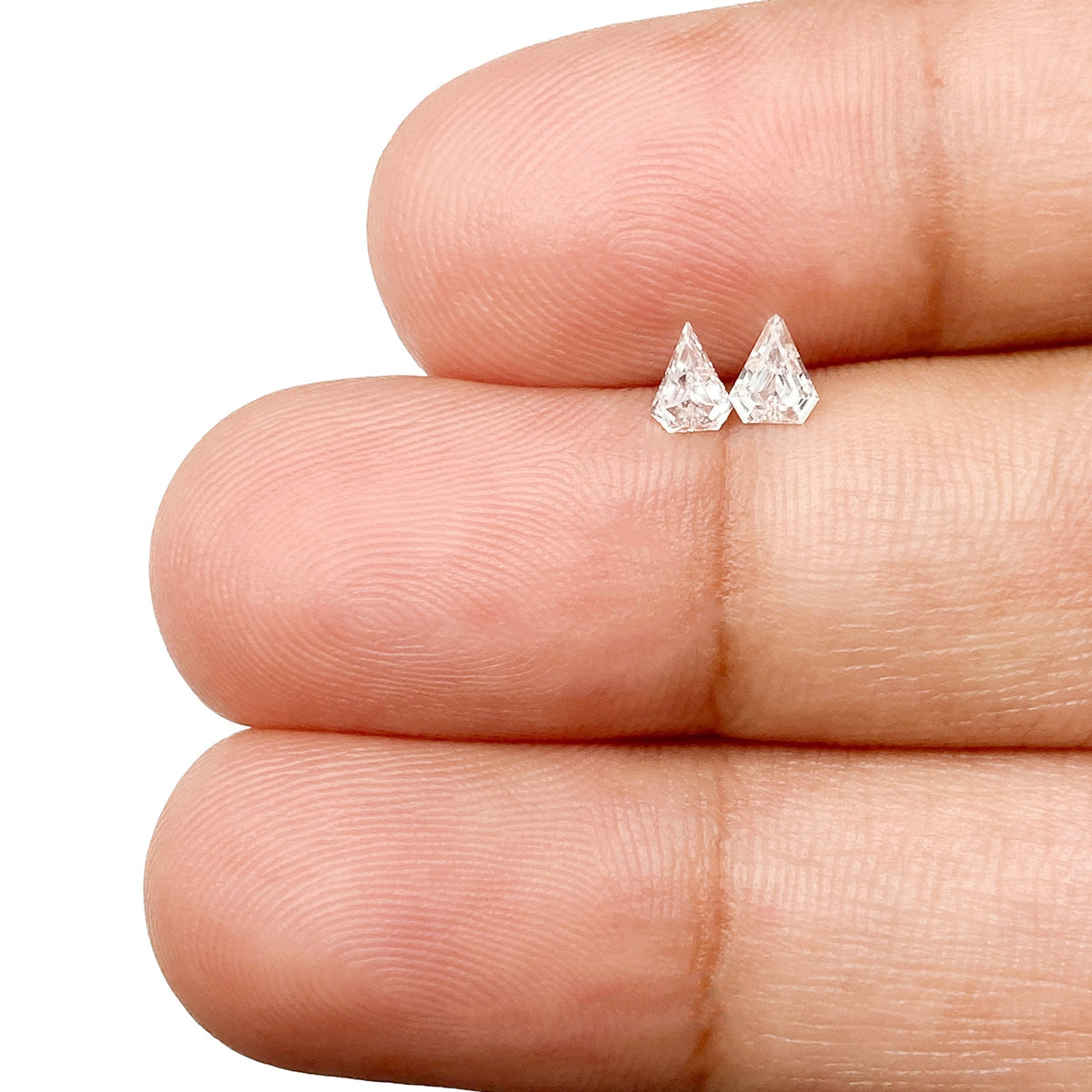 0.23cttw | E-F VVS Shield Shape Step Cut Diamond Matched Pair - Modern Rustic Diamond